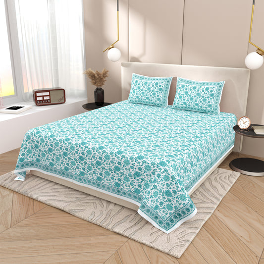 Bed Sheet - Aqua Floral