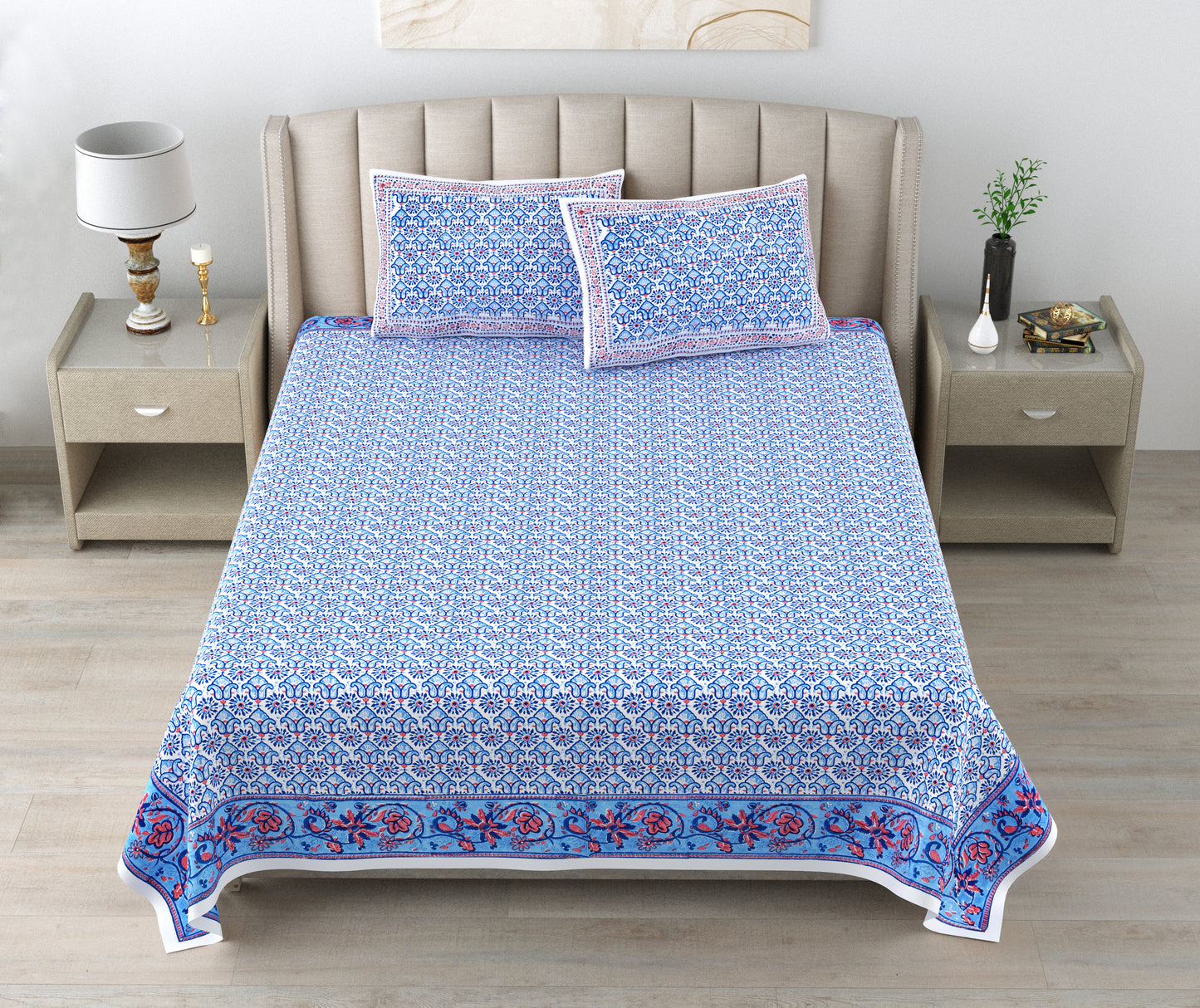 Bed Sheet -  Blue Medallion