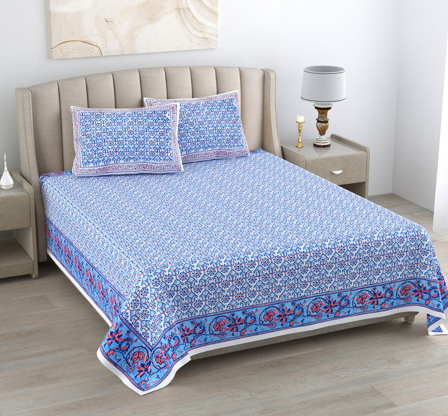 Bed Sheet -  Blue Medallion