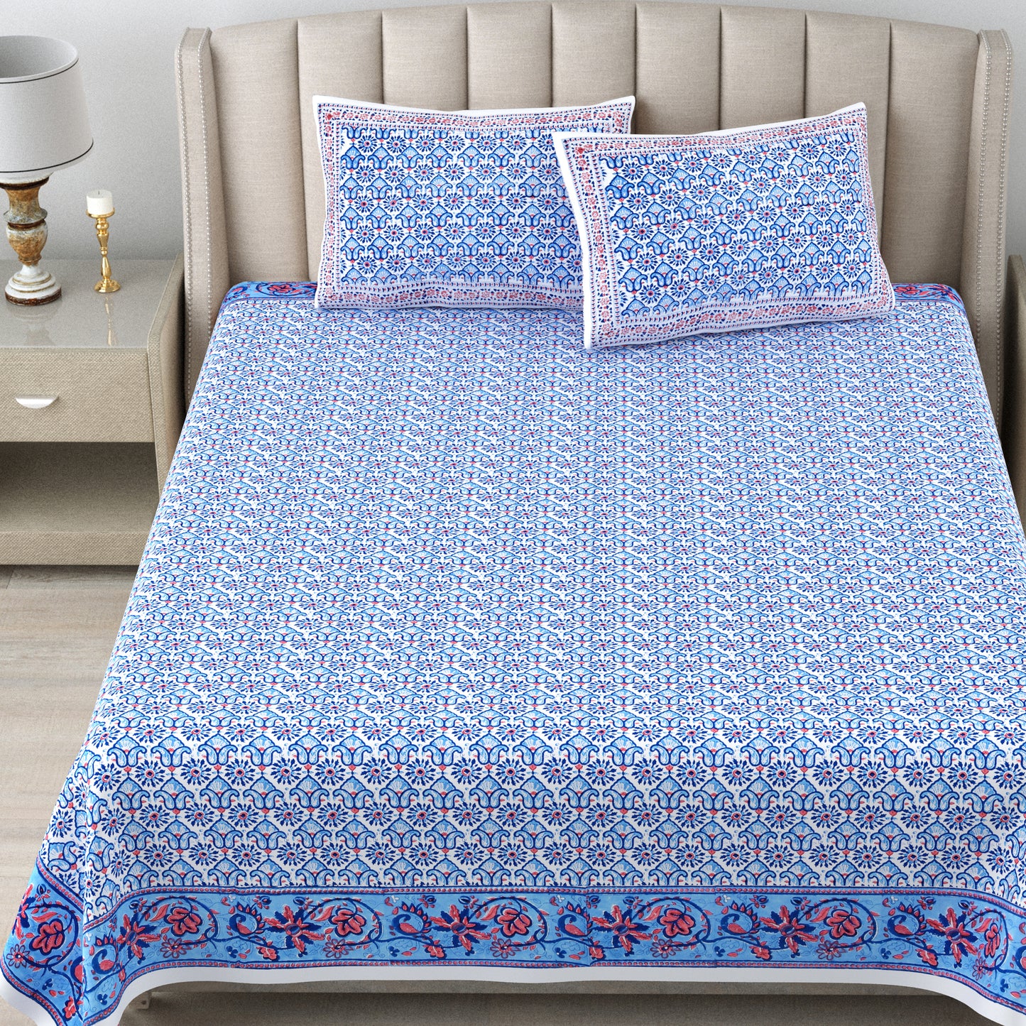 Bed Sheet -  Blue Medallion