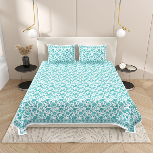Bed Sheet -  Aqua Floral