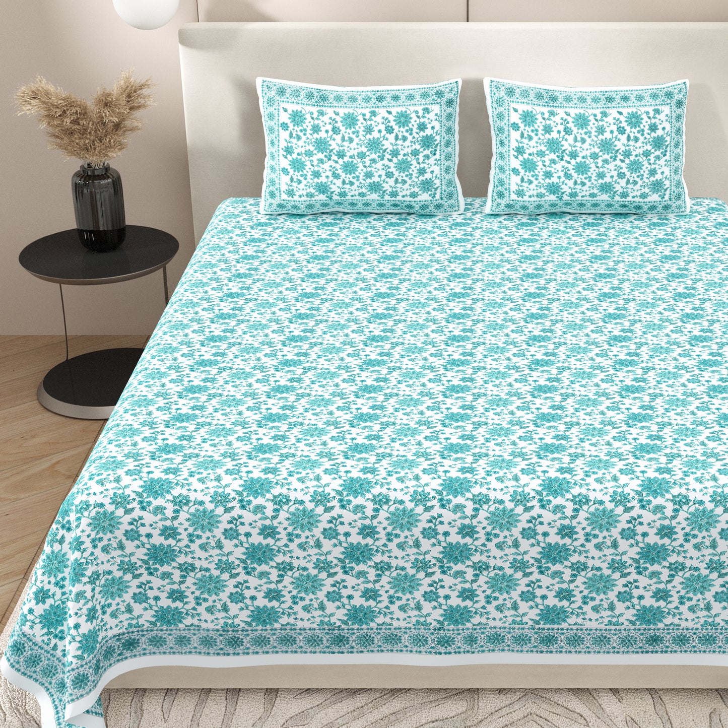 Bed Sheet -  Aqua Floral
